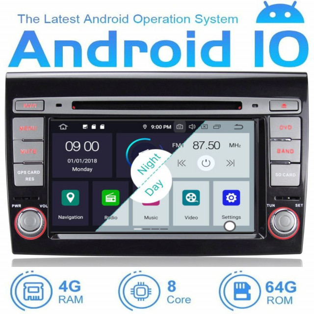 Fiat Bravo Android 10.0 OS 2007-2012 FBA1O2