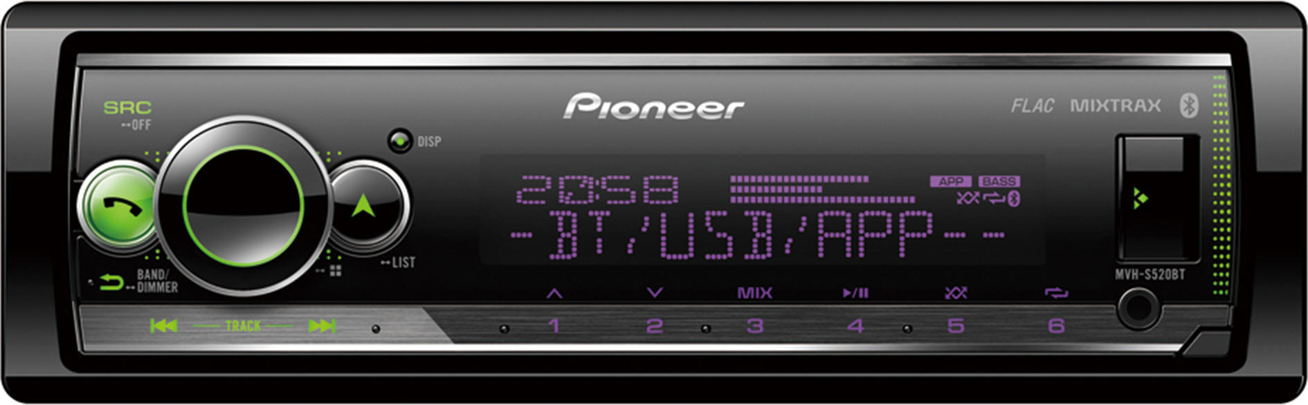 Pioneer Mp3/WMA/WAV/FLAC/USB/BT/Android/Iphone lejátszó MVH-S520BT