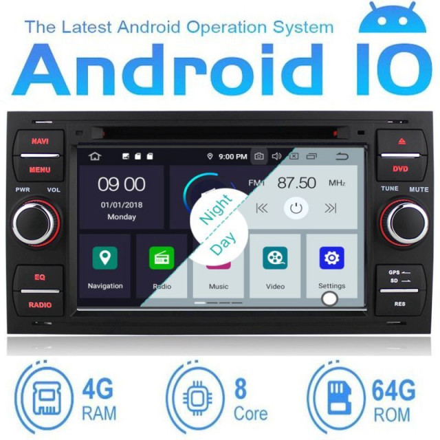 Android 10.0 Ford C-Max Multimédia GPS Navigáció A1FCMGN